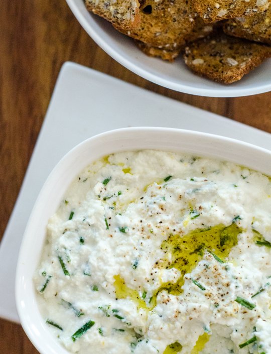 Baked Ricotta with Lemon, Garlic and Chives