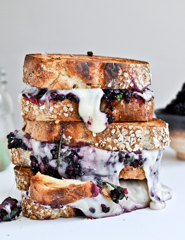 Grilled Fontina and Blackberry Basil Smash Sandwiches<br>