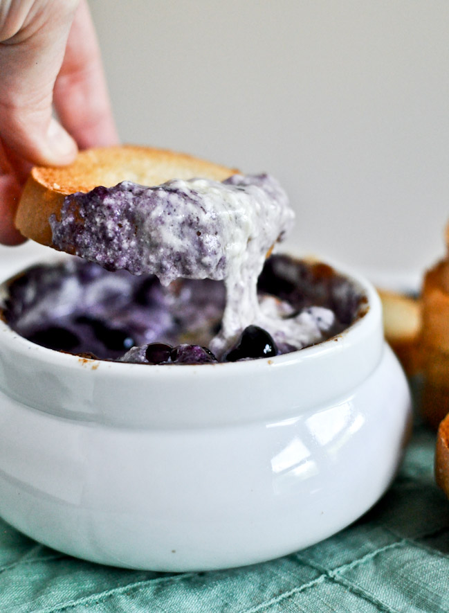 Hot Blueberry Cheddar Dip with Toasty Bread