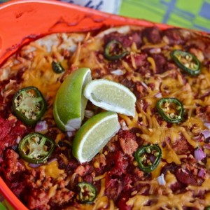 Mexican Chicken Lasagna with Chorizo Beans