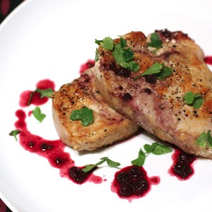 Pork Chops with Savory Blueberry Sauce