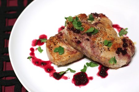 Pork Chops with Savory Blueberry Sauce