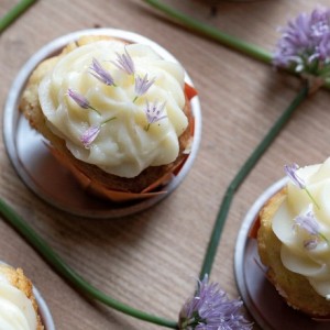 Popcorn Chive<br> Blossom Cupcakes<br>