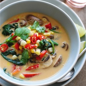 Thai Coconut Corn and Mushroom Soup