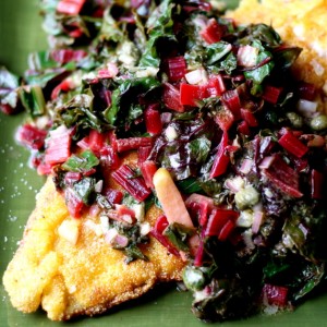 Cornmeal-Crusted Catfish with Greens and Mustard Vinaigrette