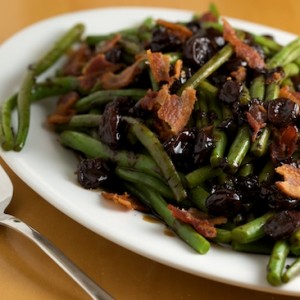 Green Beans with Bacon and Tart Cherry Balsamic Glaze