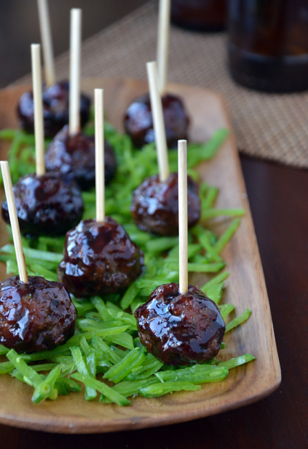 Asian Meatballs with Hoison-Blackberry Glaze