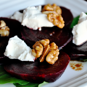 Beet and Goat Cheese Salad with Candied Walnuts