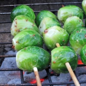 Grilled Brussels Sprouts with Whole Grain Mustard