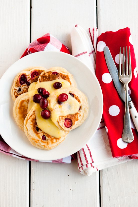 Cranberry-Nutmeg Pancakes with Lemon Curd
