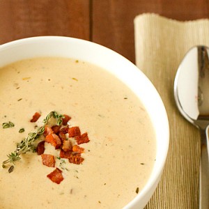 Cheddar and Ale Soup with Potato and Bacon