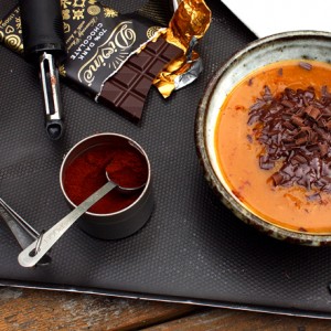Pumpkin Soup with Chocolate and Chipotle