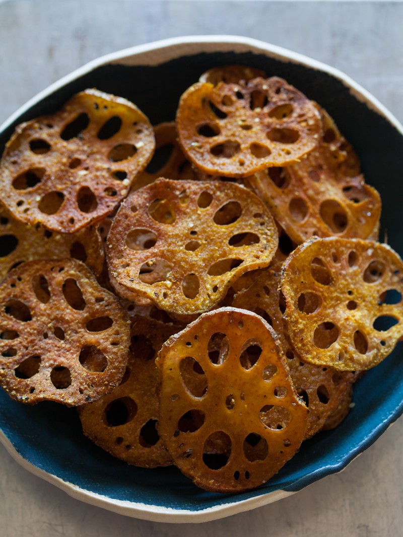 Cumin Spiced, Baked Lotus Chips