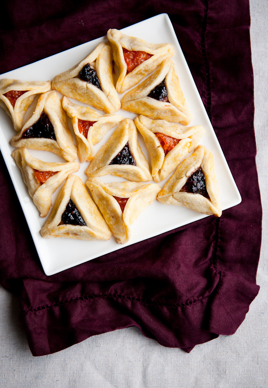 Apricot and Blackberry-Marzipan Hamantaschen
