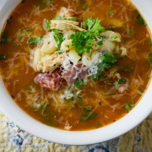 Chicken Macaroni Soup with Tomatoes