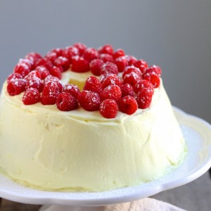 Lemon Raspberry Angel Cake