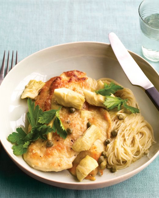 Chicken with Artichokes and Angel Hair