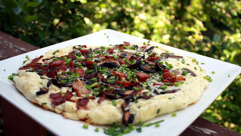 Bacon and Mushroom Omelette with Mozzarella Cheese