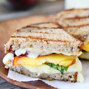 Grilled Peach, Brie and Basil Sandwich