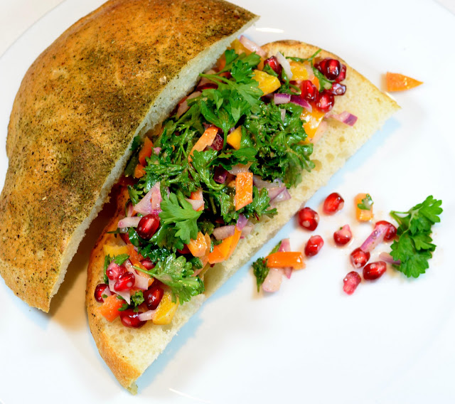 Pomegranate and Sweet Pepper Sandwich