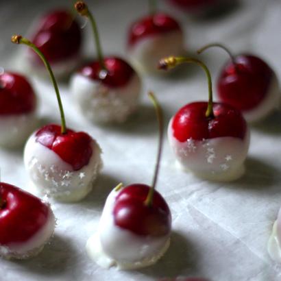 Pretty White Chocolate Covered Cherries