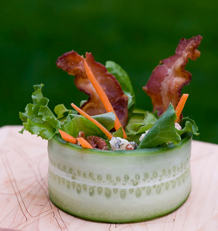 Cucumber Wrap Salad with Bacon and Blue Cheese