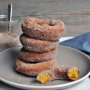 Multi-Grain Pumpkin Donuts with Spiced Sugar