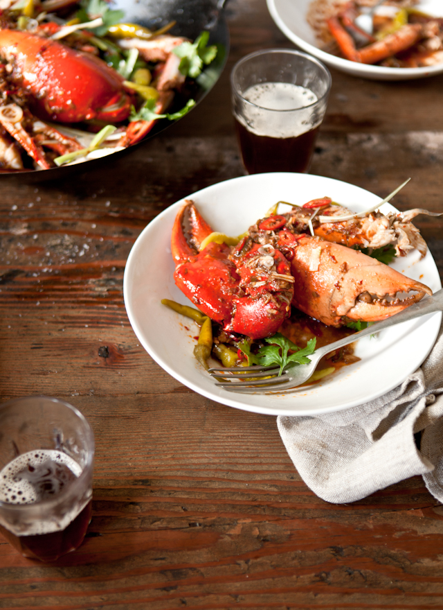 WokFried Mud Crab Claws with Tamarind, Galangal and Chilli Bean Paste