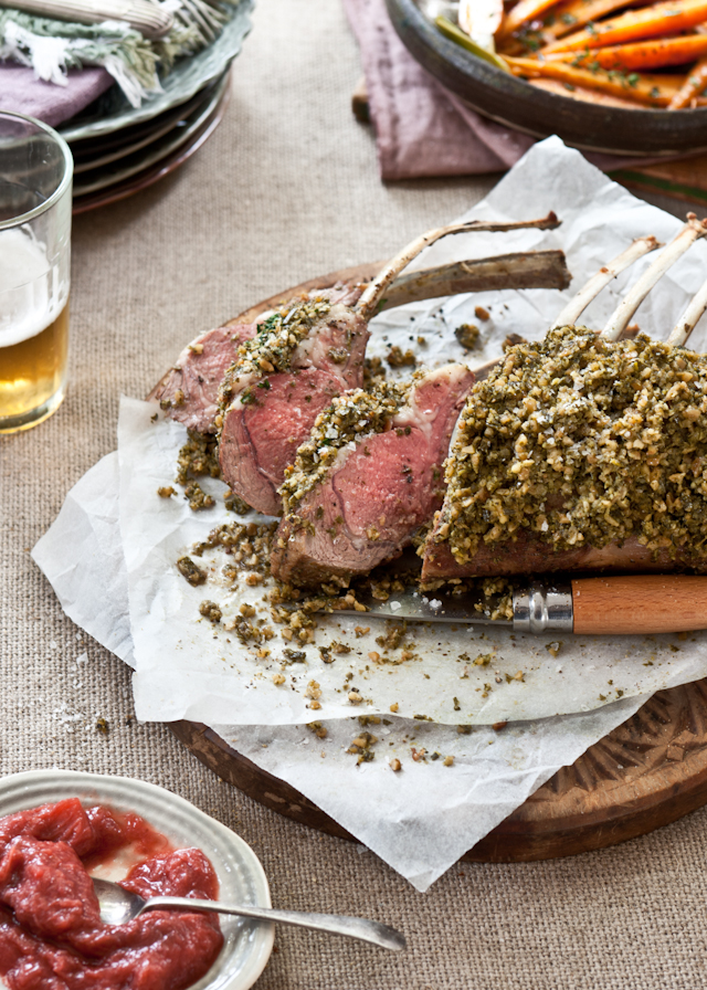 Spring Lamb Rack with Caper and Herb Crust