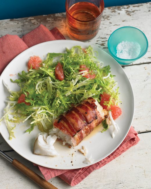 Bacon-Wrapped Cod with Frisee