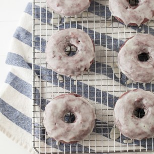Blackberry Doughnuts with Vanilla Bean Glaze