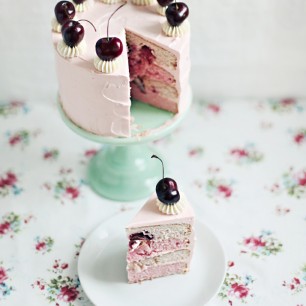 Cherry Vanilla Cake with Swiss Meringue Buttercream