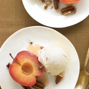 Cinnamon-Roasted Apples with Pecans and Ice Cream