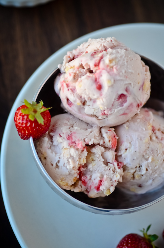 Roasted Strawberry Ice Cream with White Chocolate Milk Crumbs Recipe