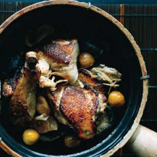 Braised Chicken with Smoked Ham, Chestnuts and Ginger