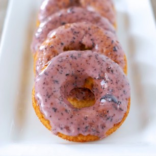 Earl Grey Donuts with Blueberry Glaze