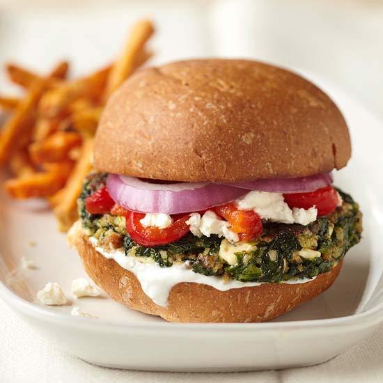 vegetarian spinach burger