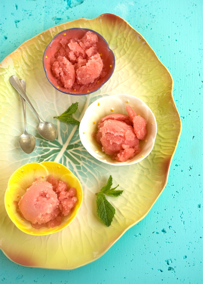 Watermelon Sorbet with Mint and Vodka