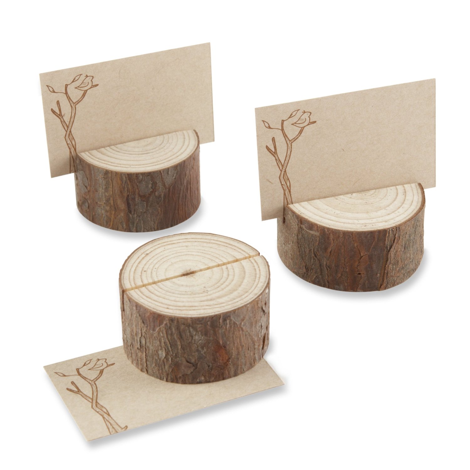Kate Aspen 4 Count Wood Place Card/Photo Holder, Rustic Real