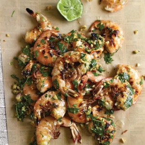 Grilled Shrimp with Cilantro, Lime and Peanuts