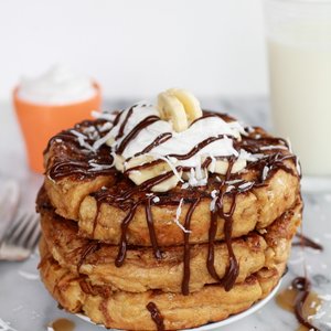 Caramelized Coconut Banana Bread Waffle French Toast