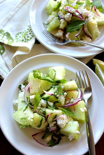 Melon with Lime, Feta and Mint