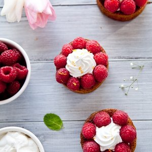 Raspberry Pistachio Frangipane Tarts with Meyer Lemon Chantilly