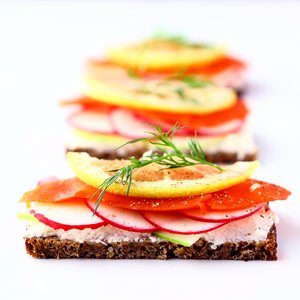 Salmon, Radish and Apple Open-Faced Sandwich