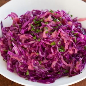 Warm Apple Cabbage Slaw with Apple and Caraway Seed