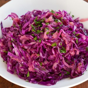 Warm Apple Cabbage Slaw with Apple and Caraway Seed