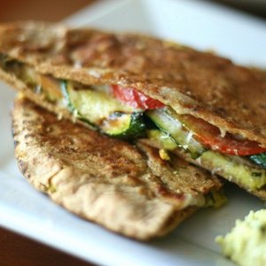 Grilled Zucchini and Ham Pita Panini with Basil Hummus