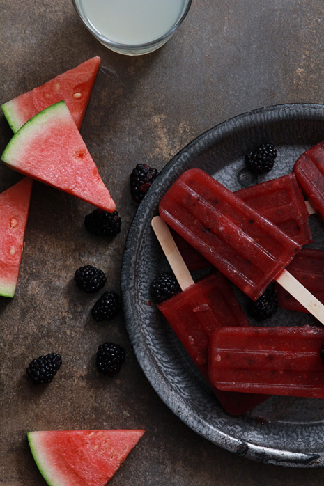 Watermelon Blackberry Margarita Poptails