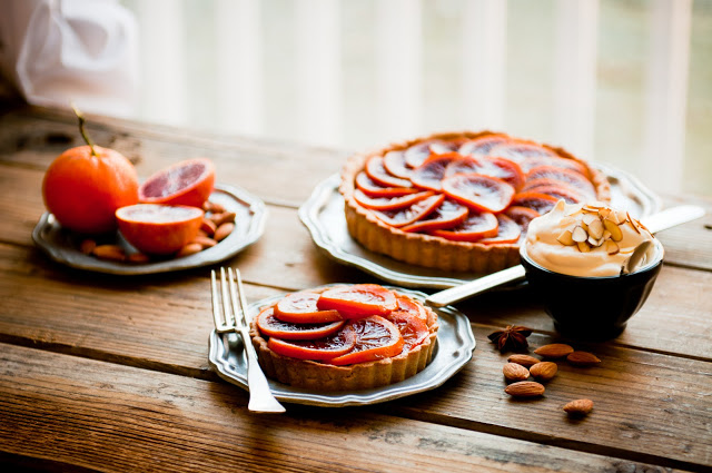 Blood Orange Honey-Glazed Five Spice Tart with Almond Cream