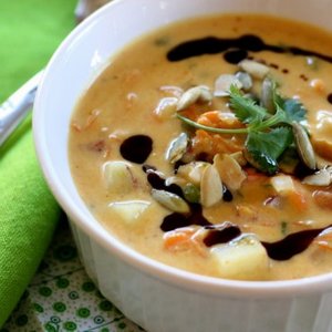 Pumpkin-Coconut Chowder with Shrimp